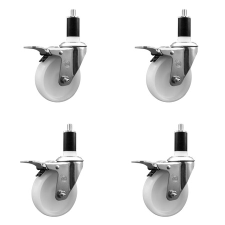 Service Caster 4'' Nylon Swivel 1-3/8'' Expanding Stem Caster Set Total Lock Brake, 4PK SCC-EXTTL20S414-NYS-138-4